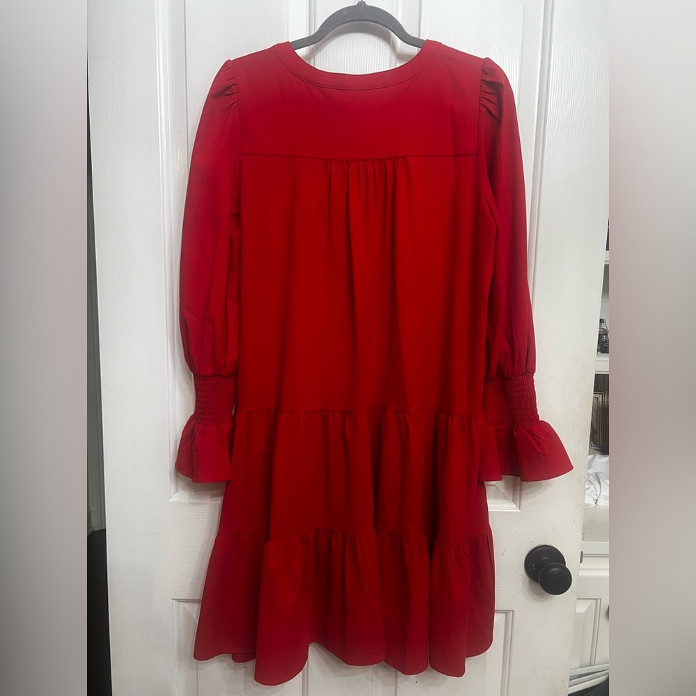 Pomander Place Red Tiered Long-Sleeve Dress - Picture 2 of 4